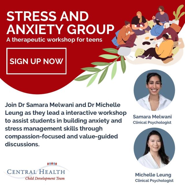 Dr Samara Melwani and Dr Michelle Leung’s stress and anxiety group is designed to help your teens learn to better manage their anxieties. Scan the QR code now or email ccc@centralhealth.com.hk to sign up